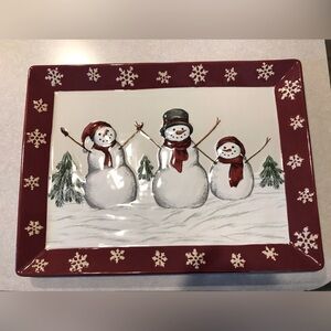 Large Serving Platter Snowman pattern
